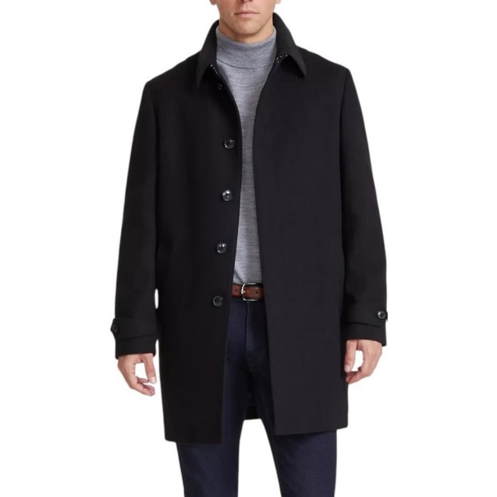 Tommy Hilfiger Men Classic Fit Overcoat Car Coat 44R Black